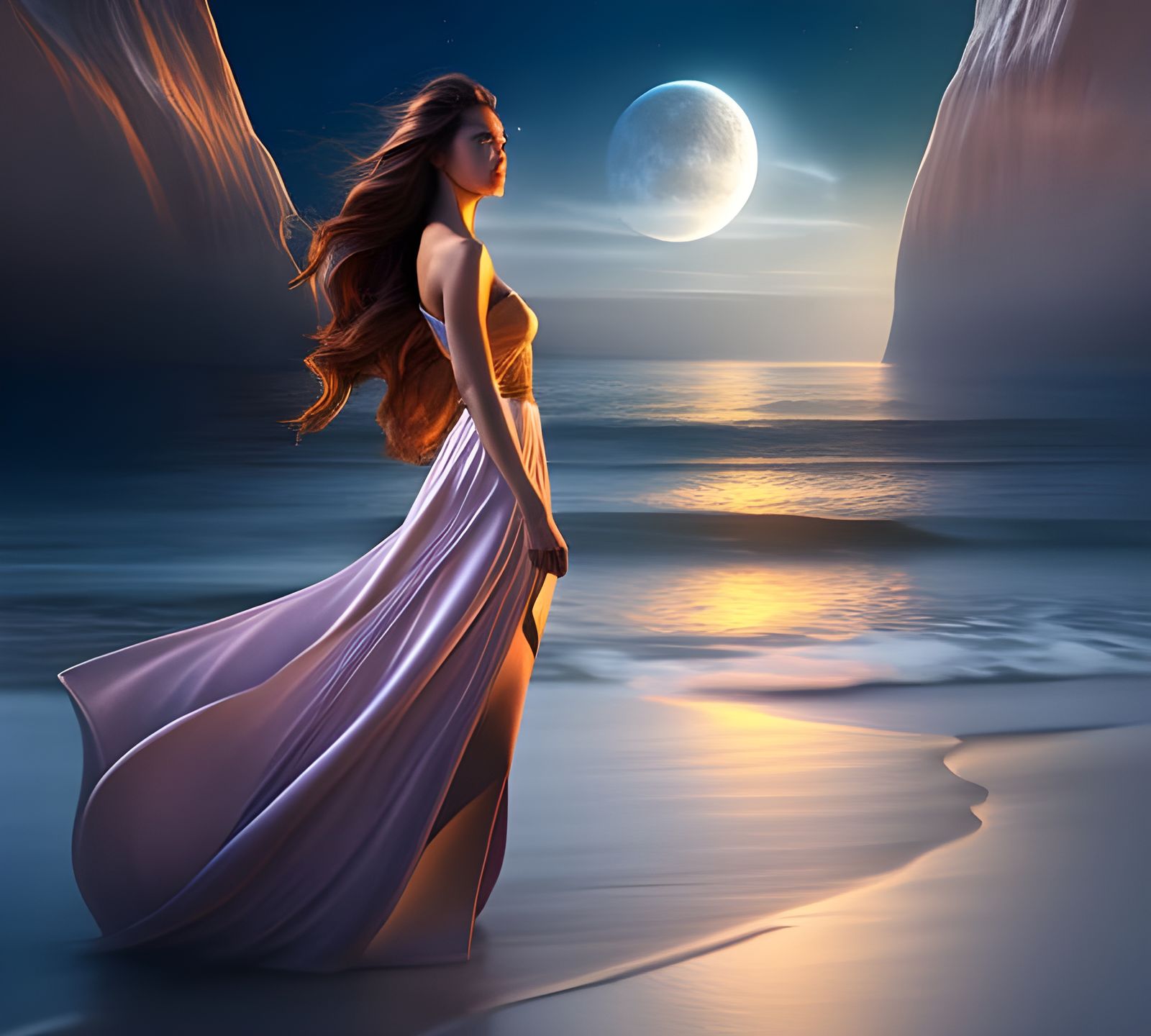 Walk on a Moonlit Beach