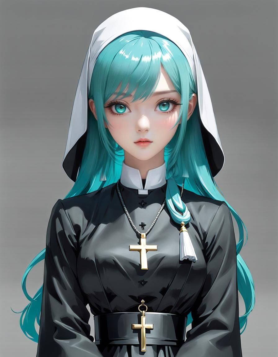 Anime Nun Portrait in Video Game Style