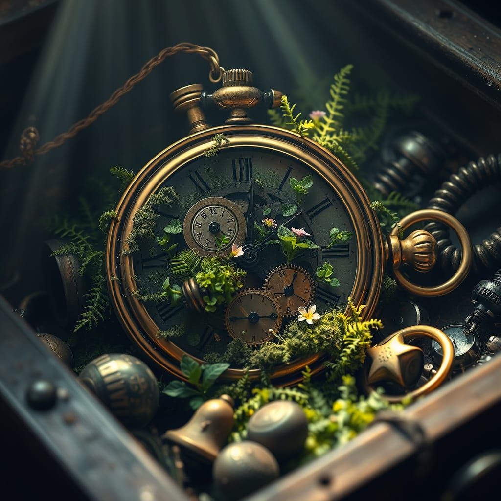 Golden Pocket Watch in Antique Drawer