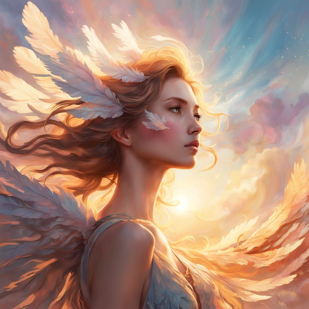 Mythical Winged Creature in Dreamy Landscape