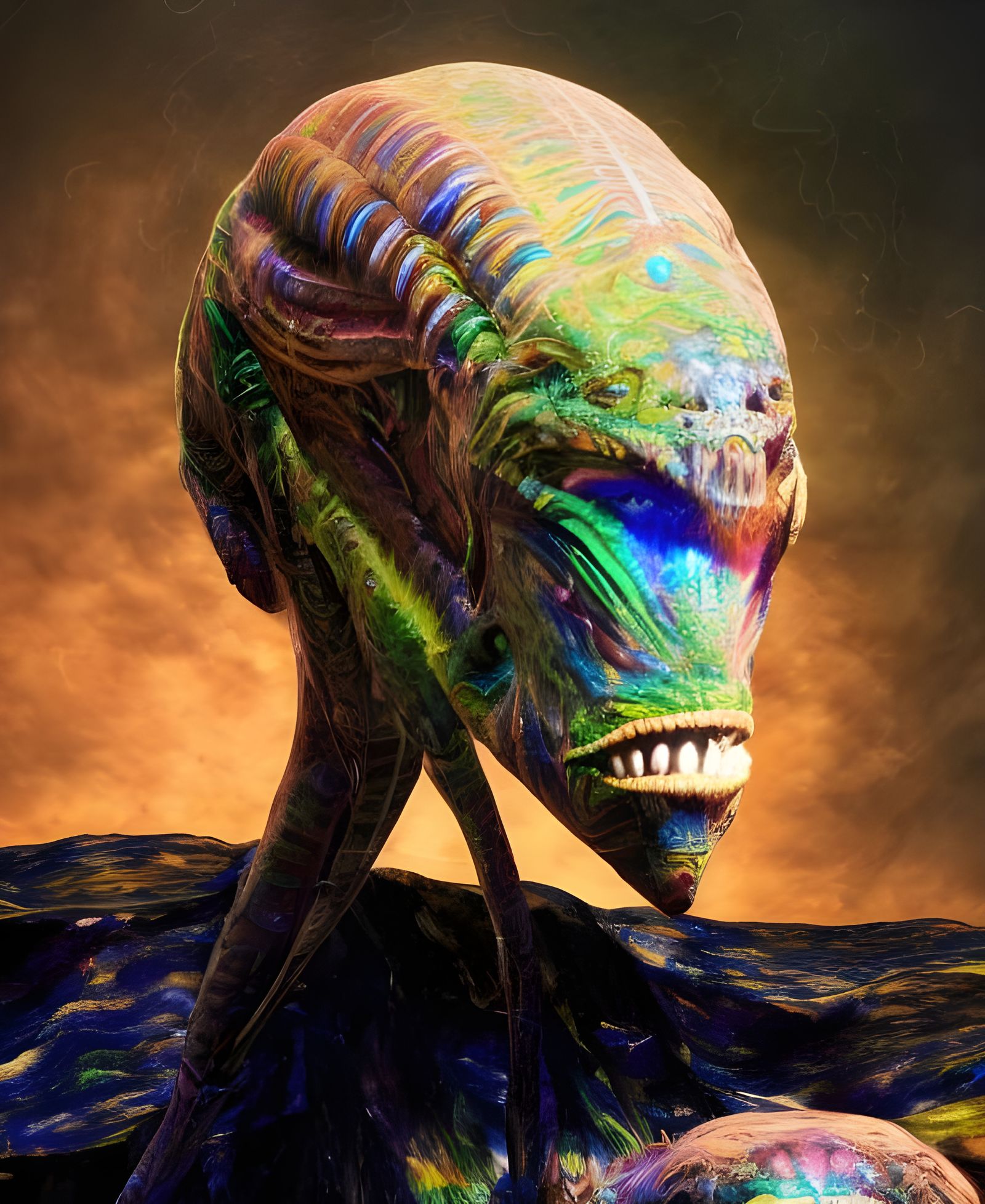 Exotic Alien Creatures in Hyperrealist Style