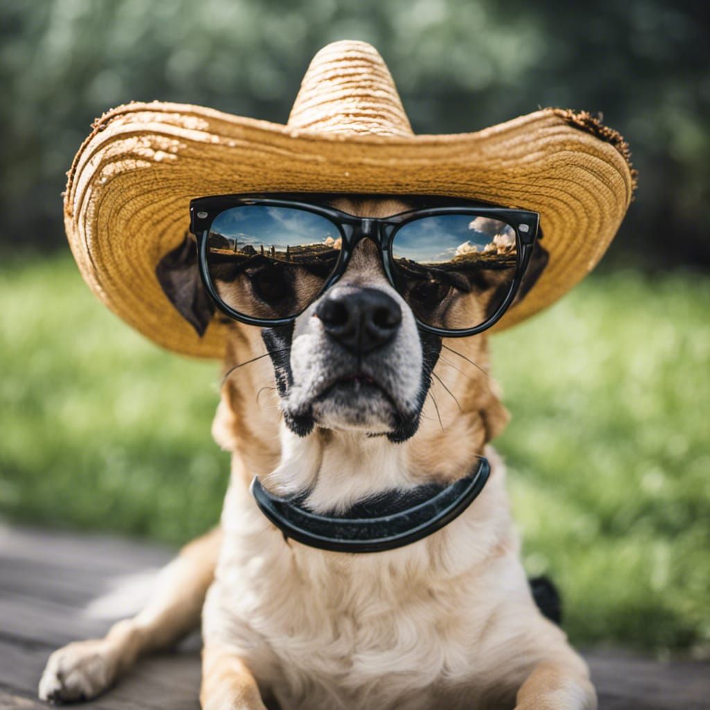 Dog in Sombrero and Sunglasses Portrait
