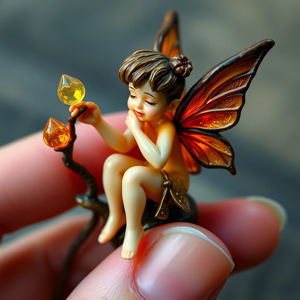 Resin Cast Pixie Perched on a Finger