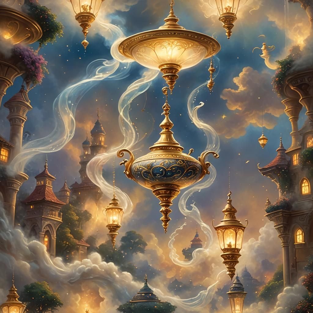 Ethereal Aladdin's Lamp in Golden Light
