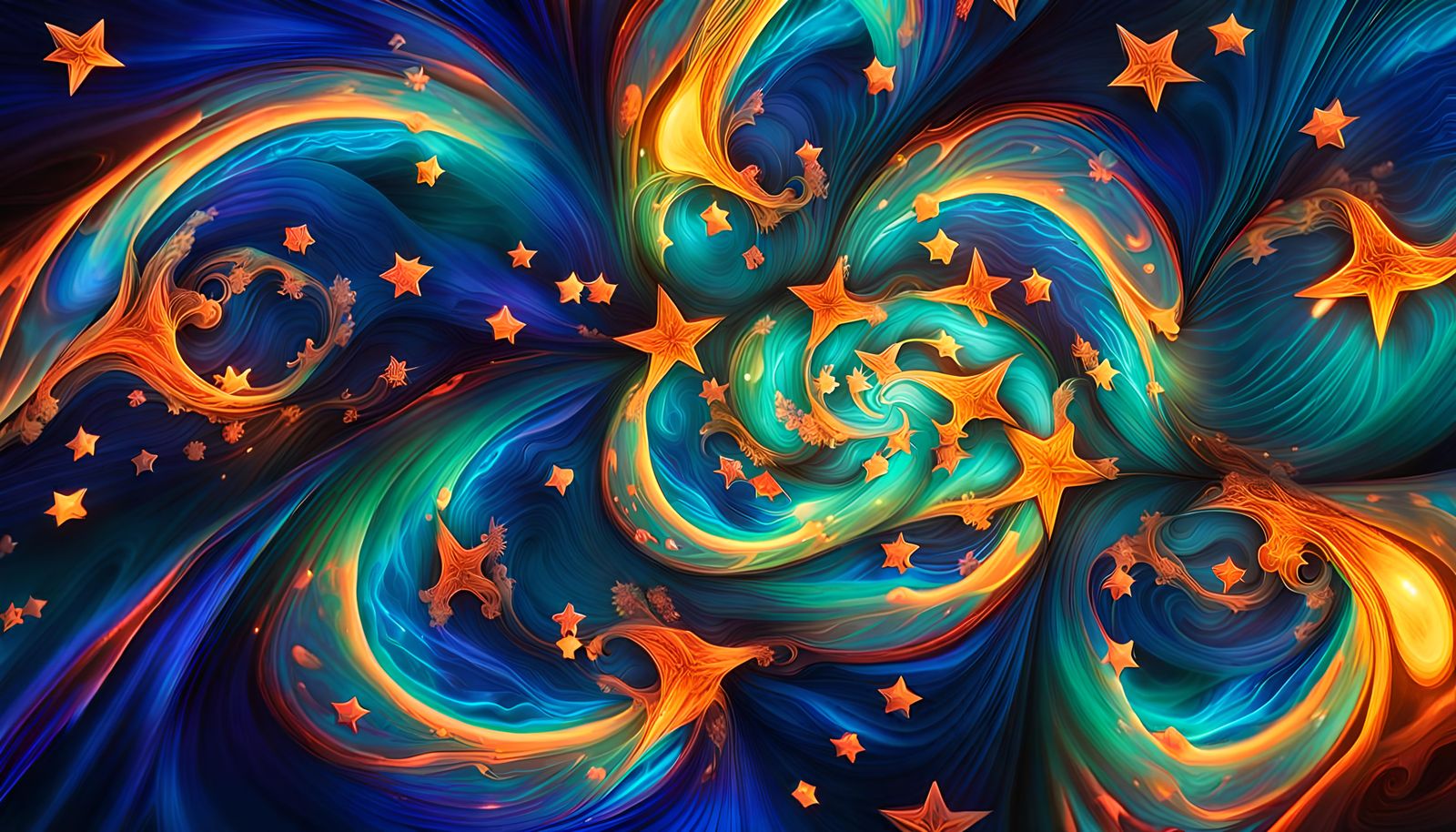 Iridescent Stars Connected in Electro Magnetic Maelstrom