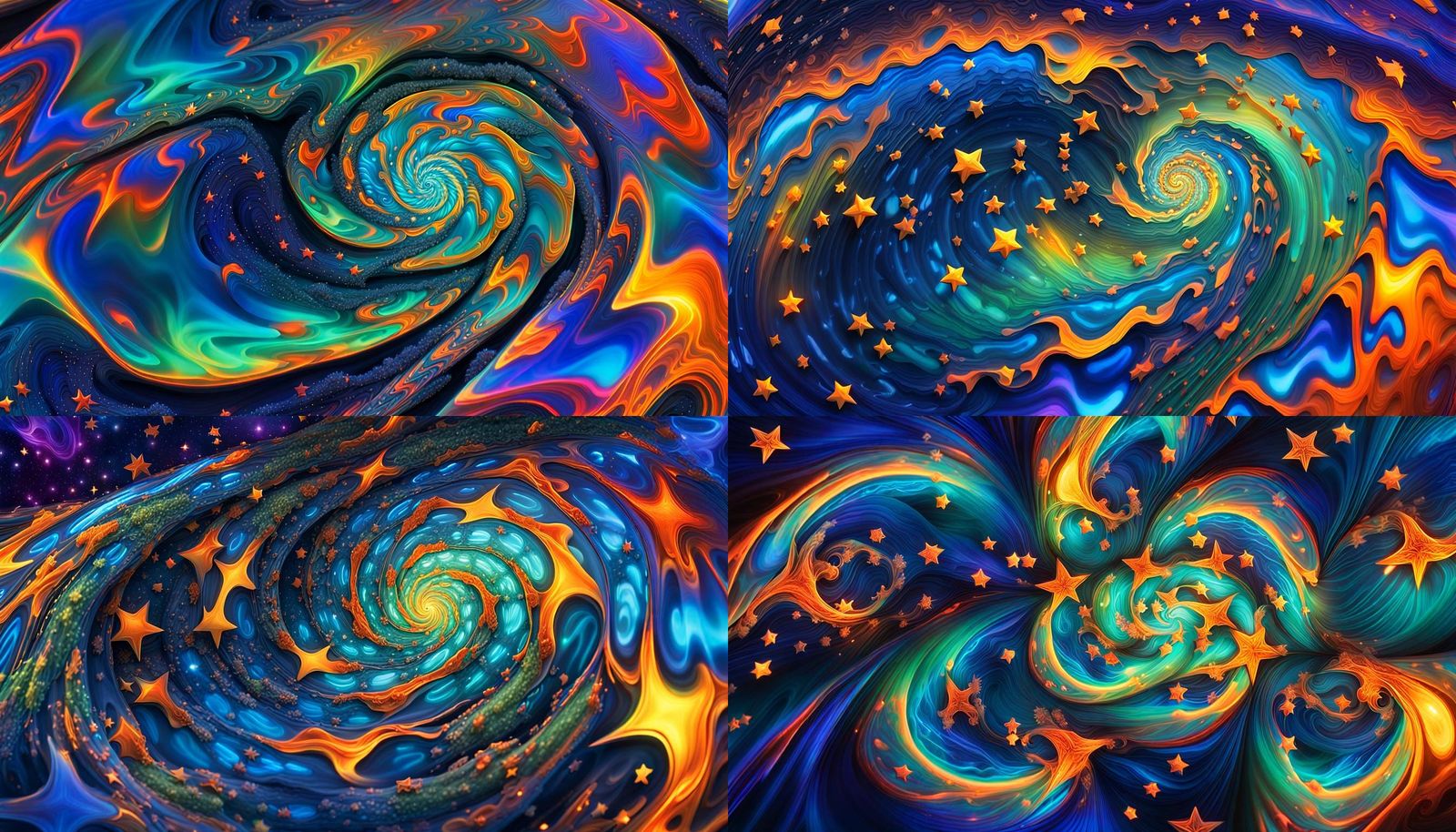 Iridescent Stars Connected in Electromagnetic Plasma Maelstr...