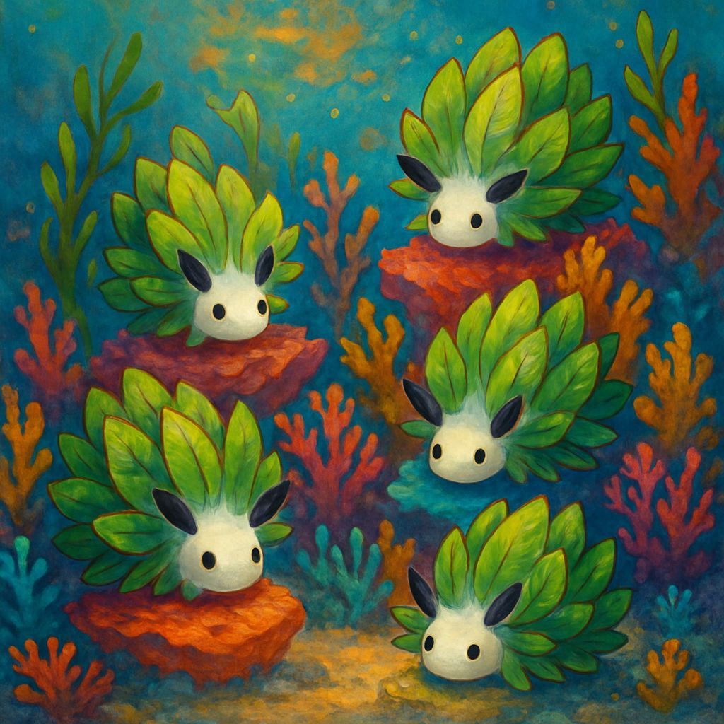 Leaf Sheep Gathering in Underwater Wonderland