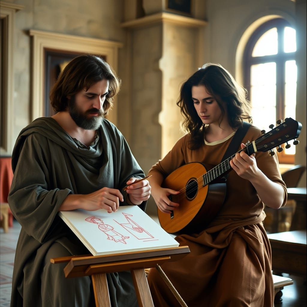 Michelangelo Sketches Ganymede, Renaissance Film Still