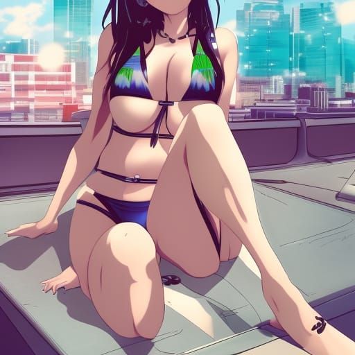 Giantess in City: Anime Key Visual Art