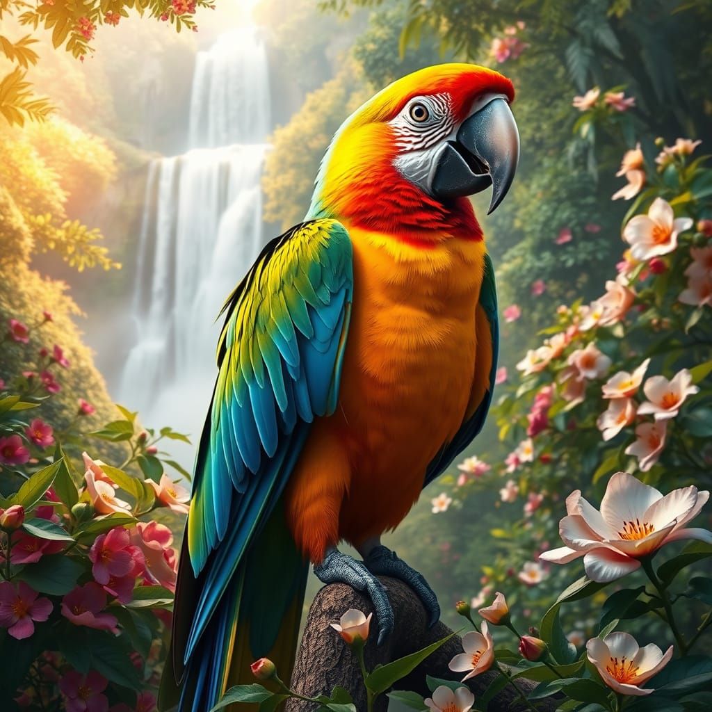 Vibrant Tropical Parrot in Exotic Forest