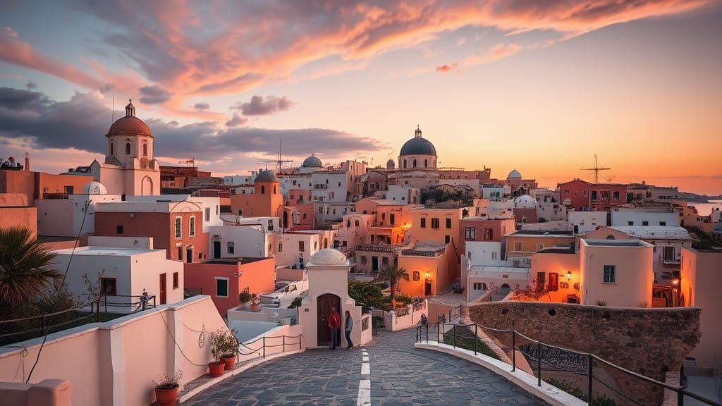 Surreal Coastal Town in Dreamlike Style