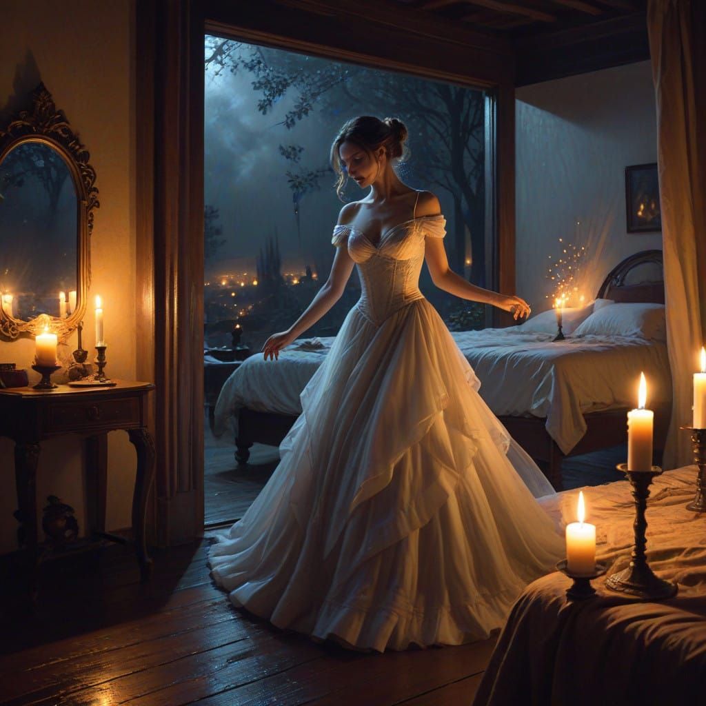 Sinister Reflection: Dancing Woman by Candlelight