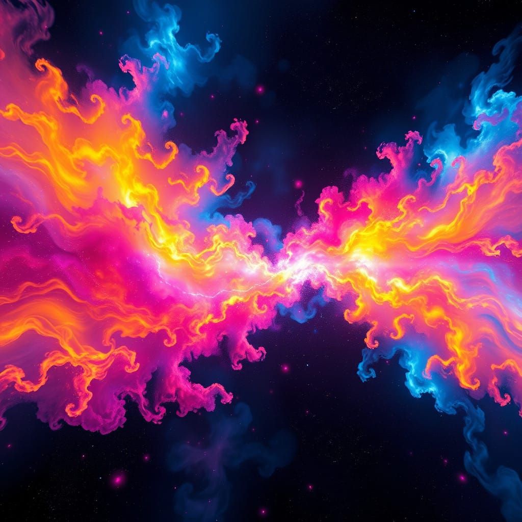 Vibrant Cosmic Explosion in Electric Blues and Pinks