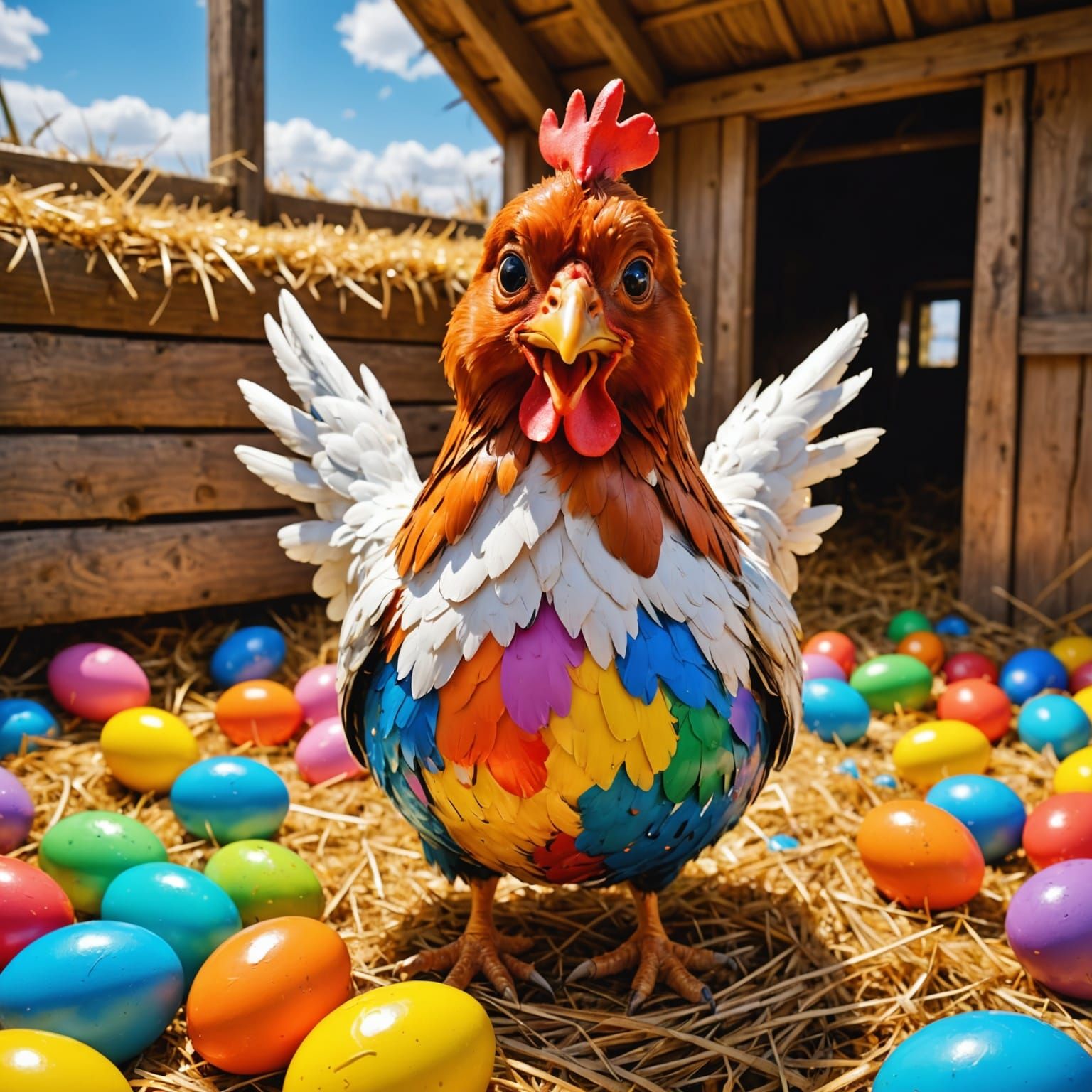 Surreal Easter Scene with Anime-Style Egg