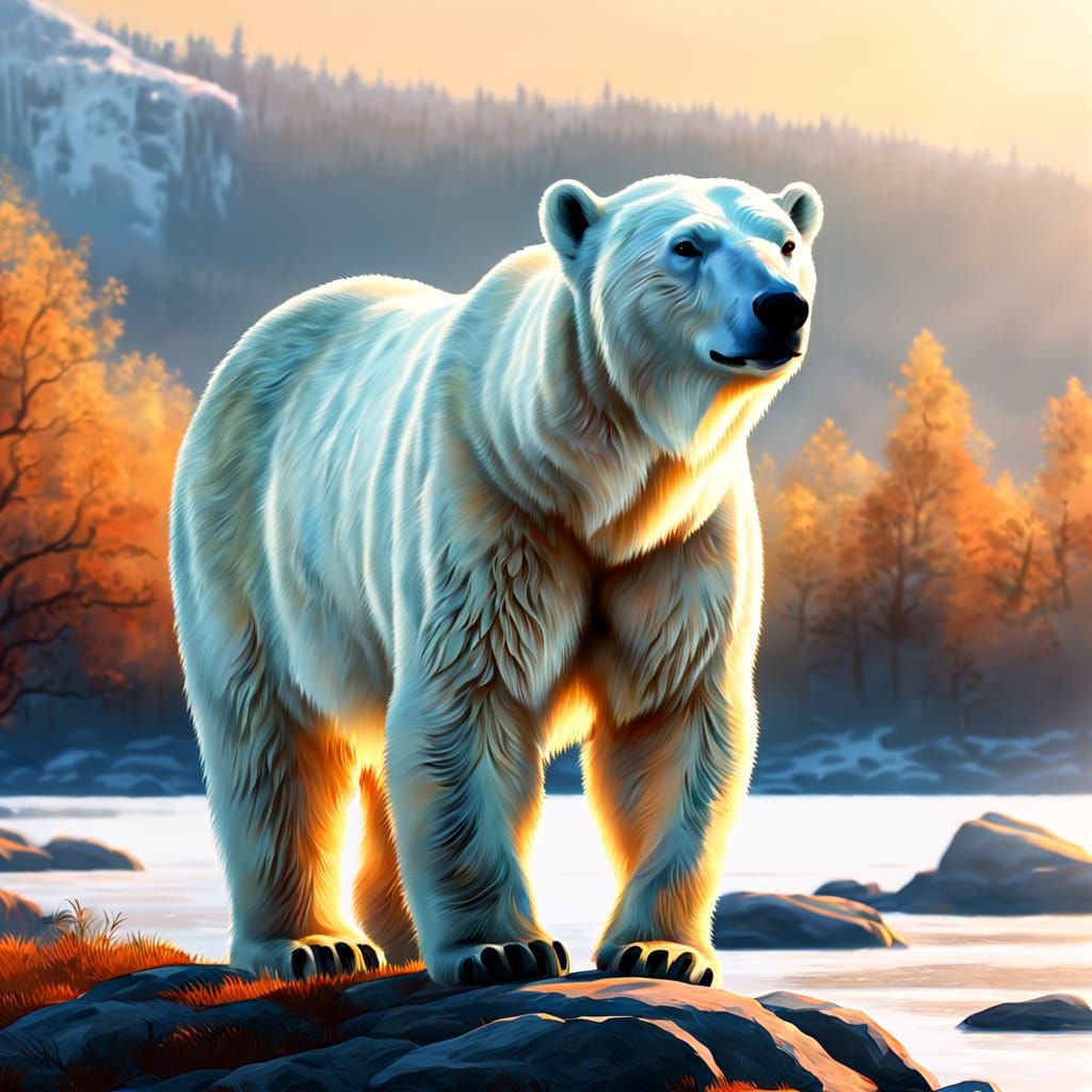 Golden Morning on Arctic Shores in Soft Pastel Hues