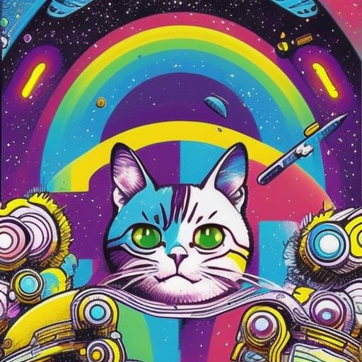 Rainbow Nyan Cat in Space: Comic Book Art
