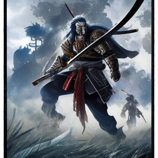Legendary Samurai in Vibrant Battle Attire