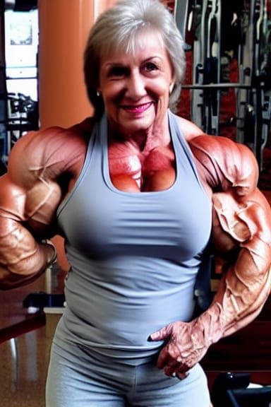 Muscular Bodybuilder Grandma with Ripped Physique