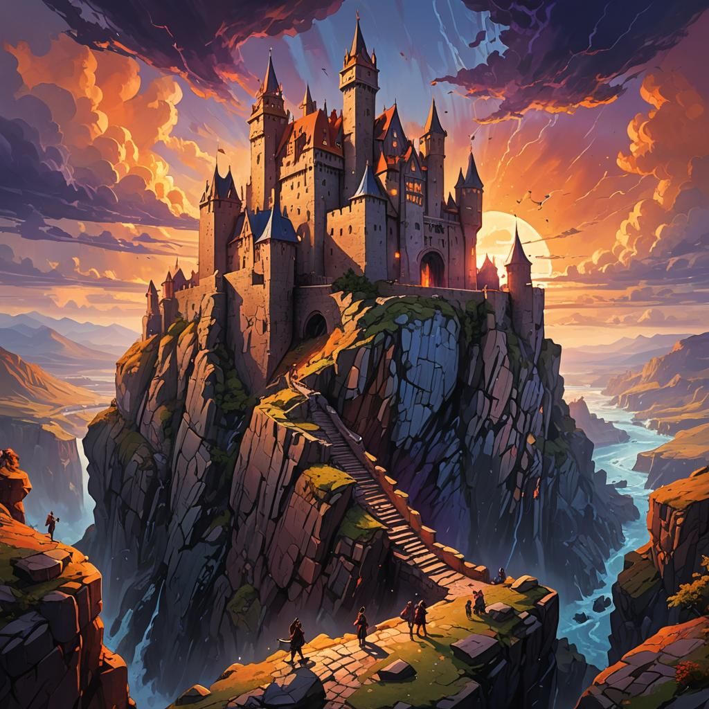 Cliffside Castle of Epic Fantasy Concept Art