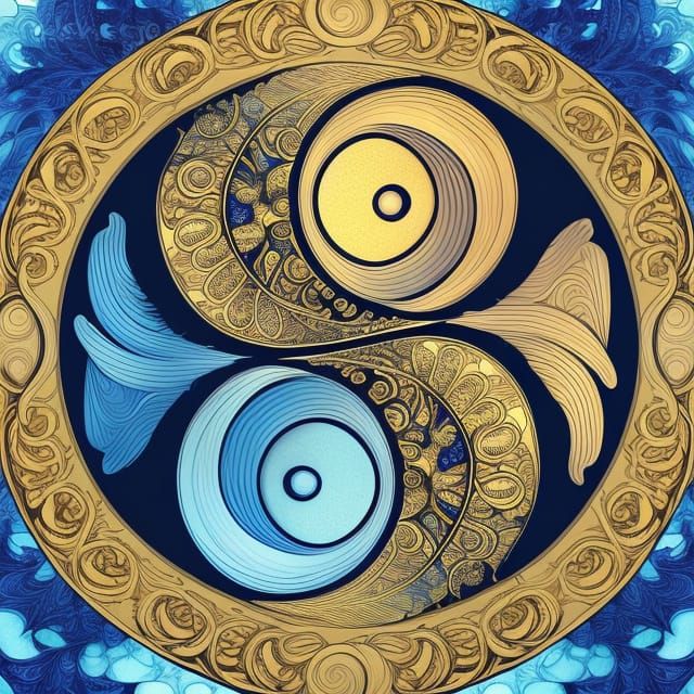 Psychedelic Yin Yang with Sun, Moon and Flowers