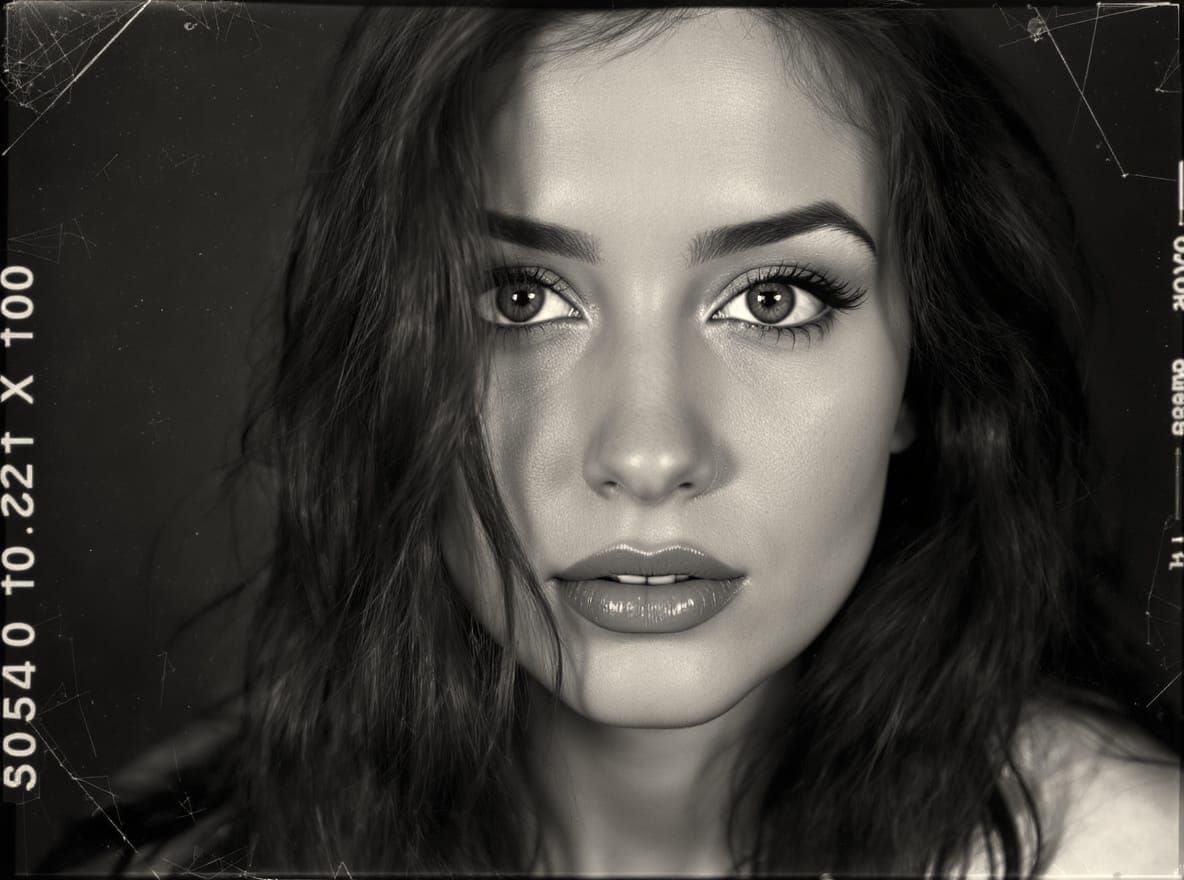 Striking Portrait of Woman in Black and White Film