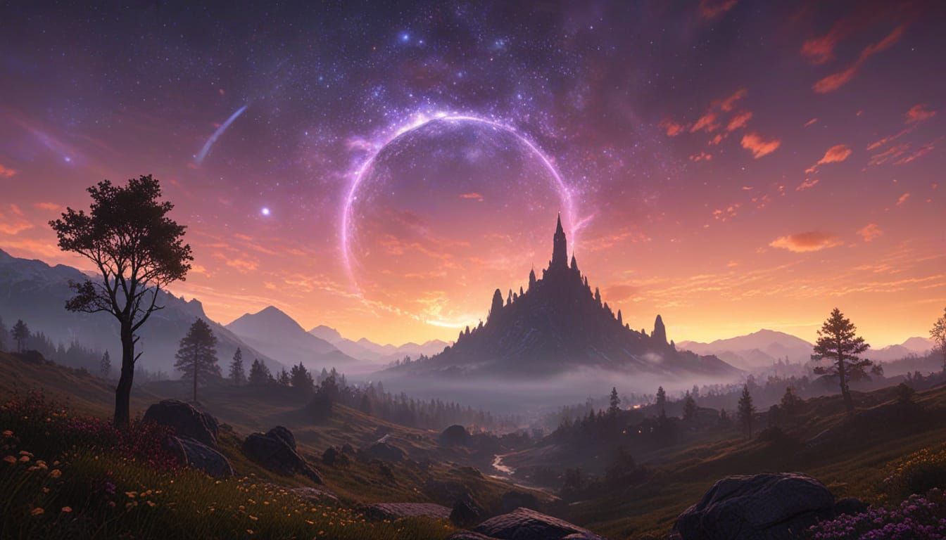 A large galaxy with a black hole inside in the middle of the...