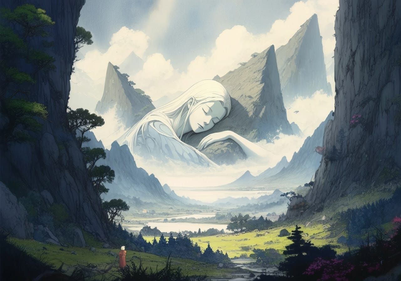 Surreal Mountainscape in High Fantasy Style
