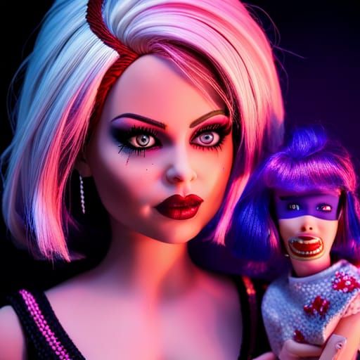 Bride of Chucky and Barbie Party Portrait