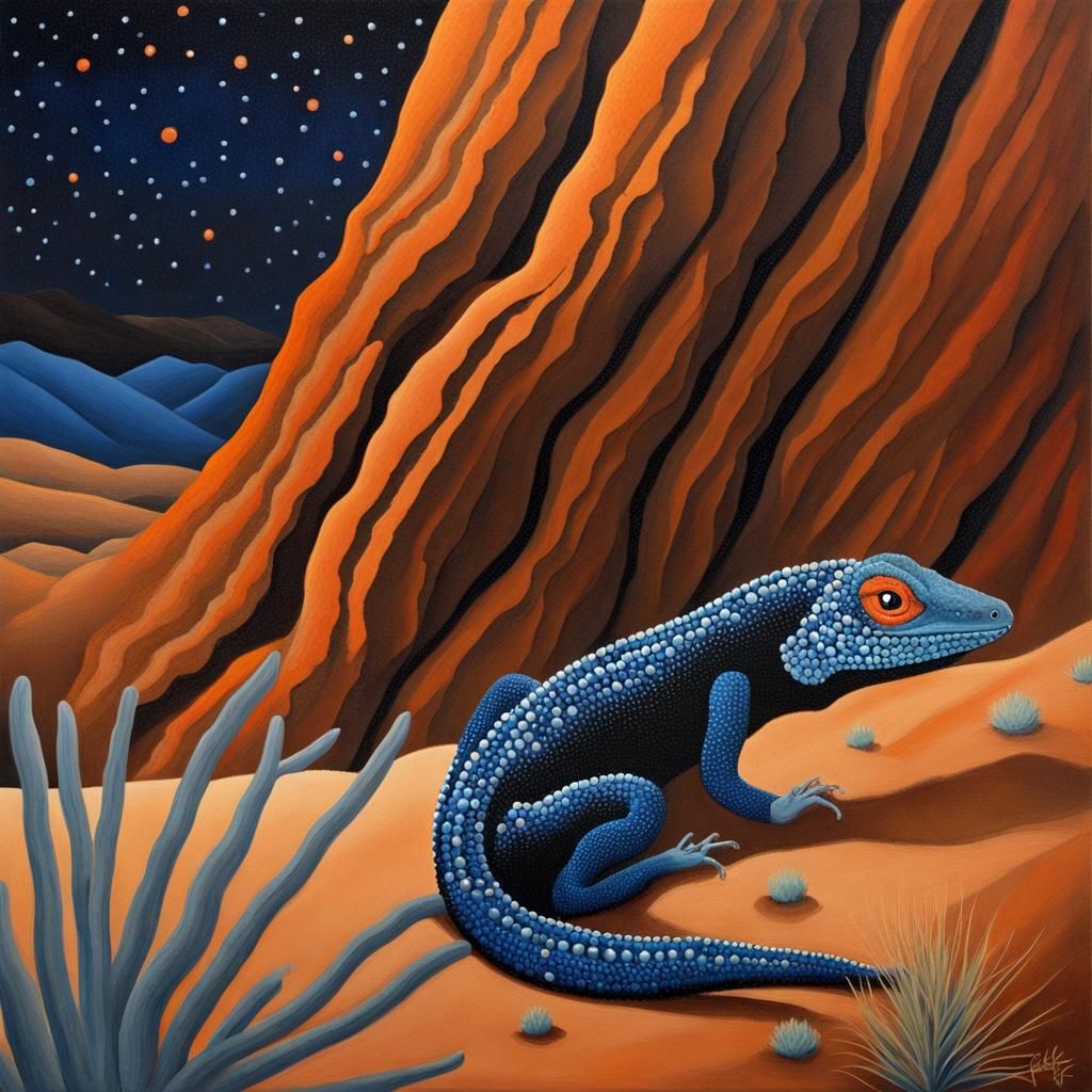 Gila Lizard Portrait in O'Keeffe Style