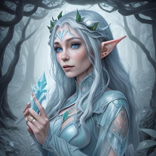 Ice Elf Portrait in Underground Comix Style