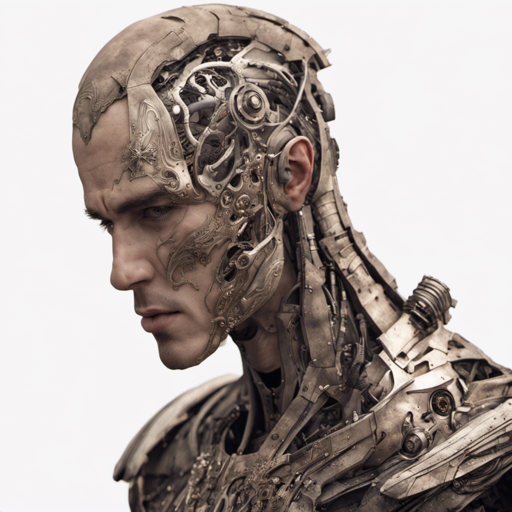 Eldritch Steampunk Cyborg with Soft Masculine Features