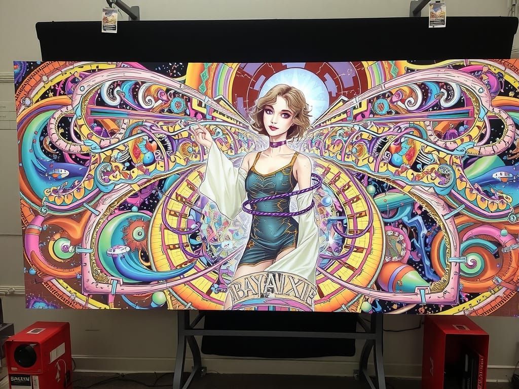 Surreal Woman in Neon Lights, Sci-Fi Fantasy Art