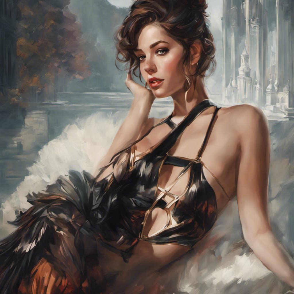 Malerei: Frau in schöner Wäsche