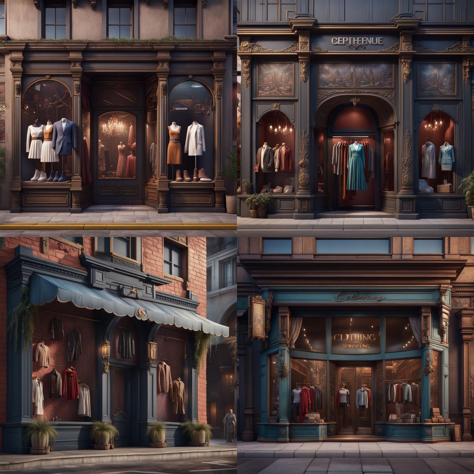 Clothing Store Facade in Detailed Matte Painting Style