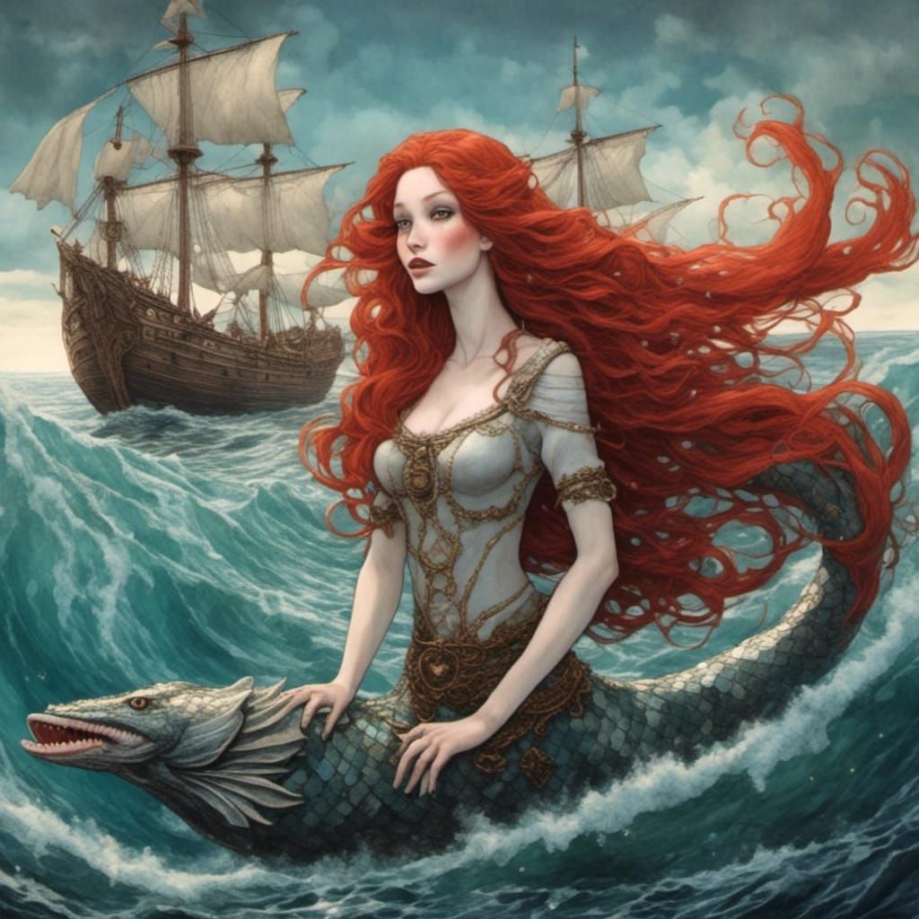 Ship Sails Towards a Giantess's Open Mouth