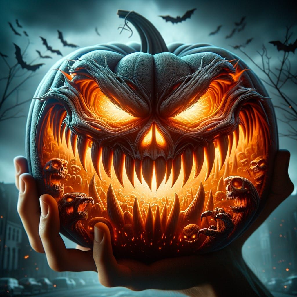 Terrifyingly Evil Pumpkin: An Ultra-Detailed Photorealistic ...