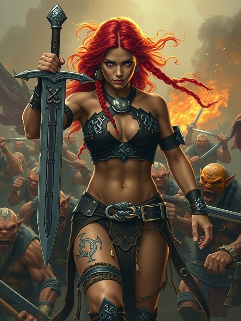 Fierce Celtic Warrior in Battle