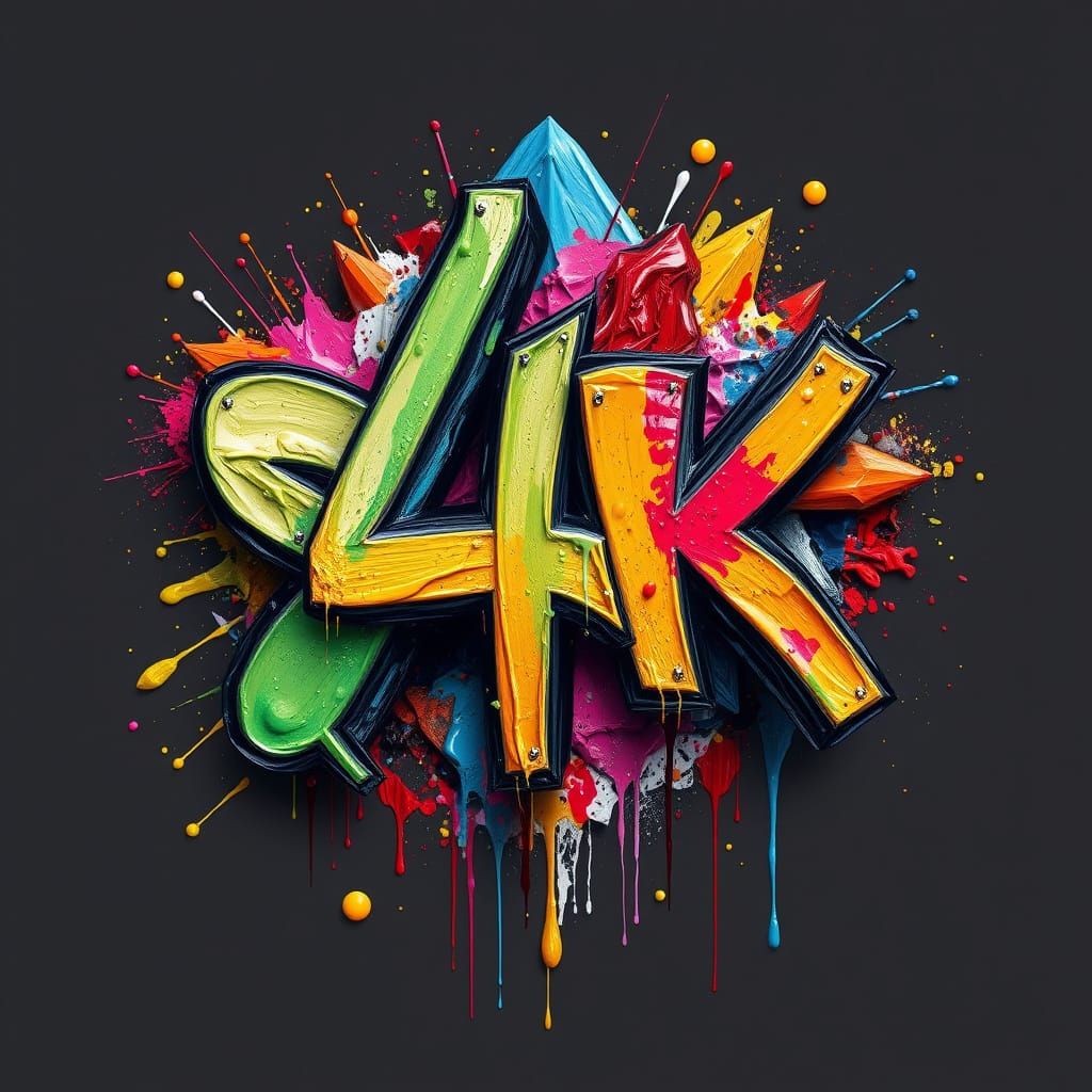 Vibrant 5th Dimensional Form in High Contrast Graffiti Style