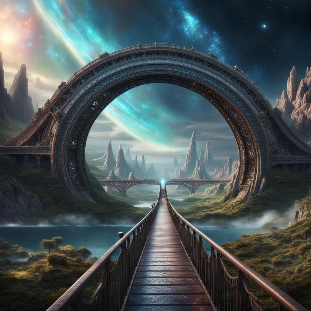 Galactic Bridge in Hyperrealistic Digital Painting