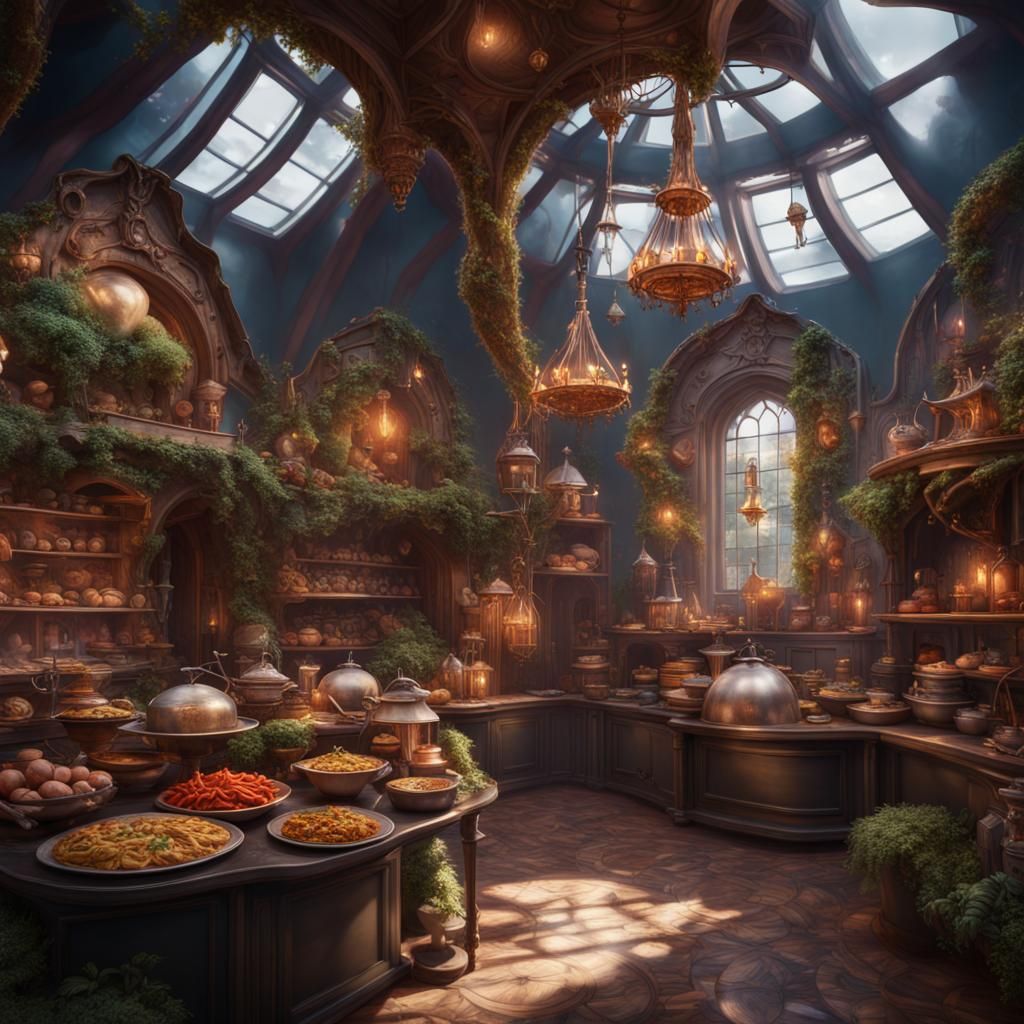 Vegan Culinary Museum: Detailed Matte Painting