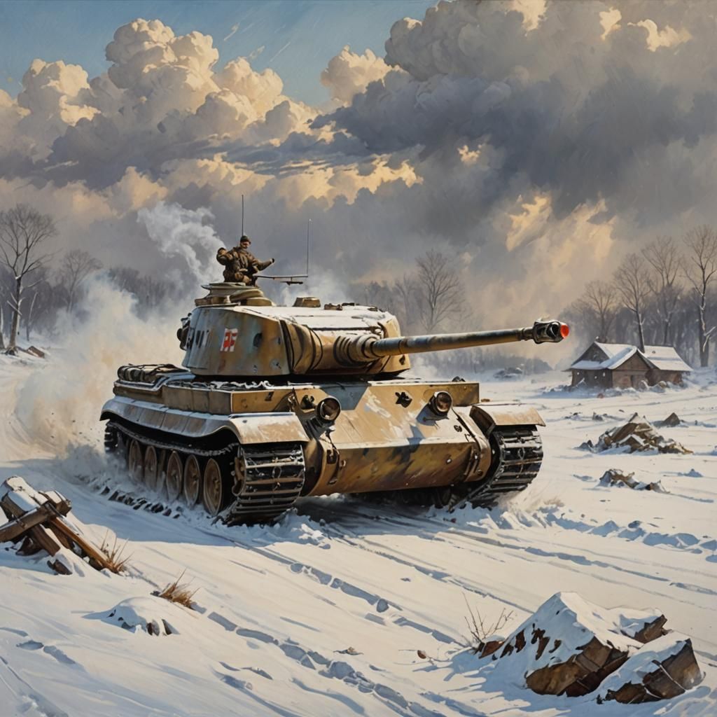 WWII Tiger Tank in Comic Book Style