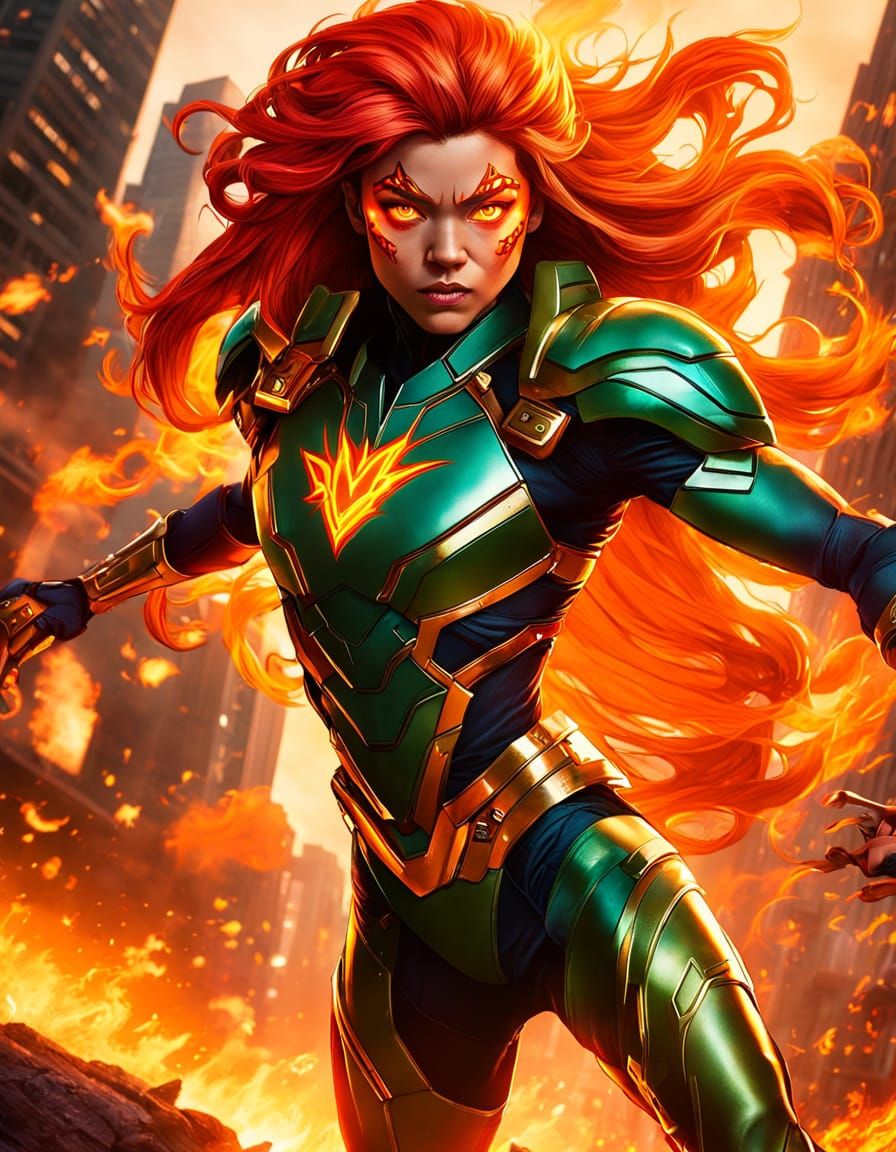 Sydney Sweeney as Starfire in Comic Book Style