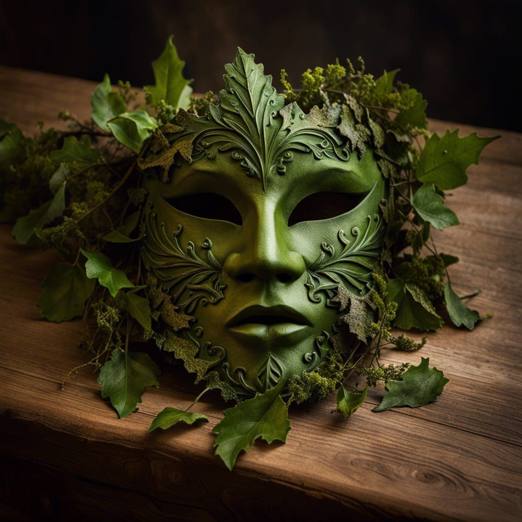 Oak Leaf Green Man Mardi Gras Mask