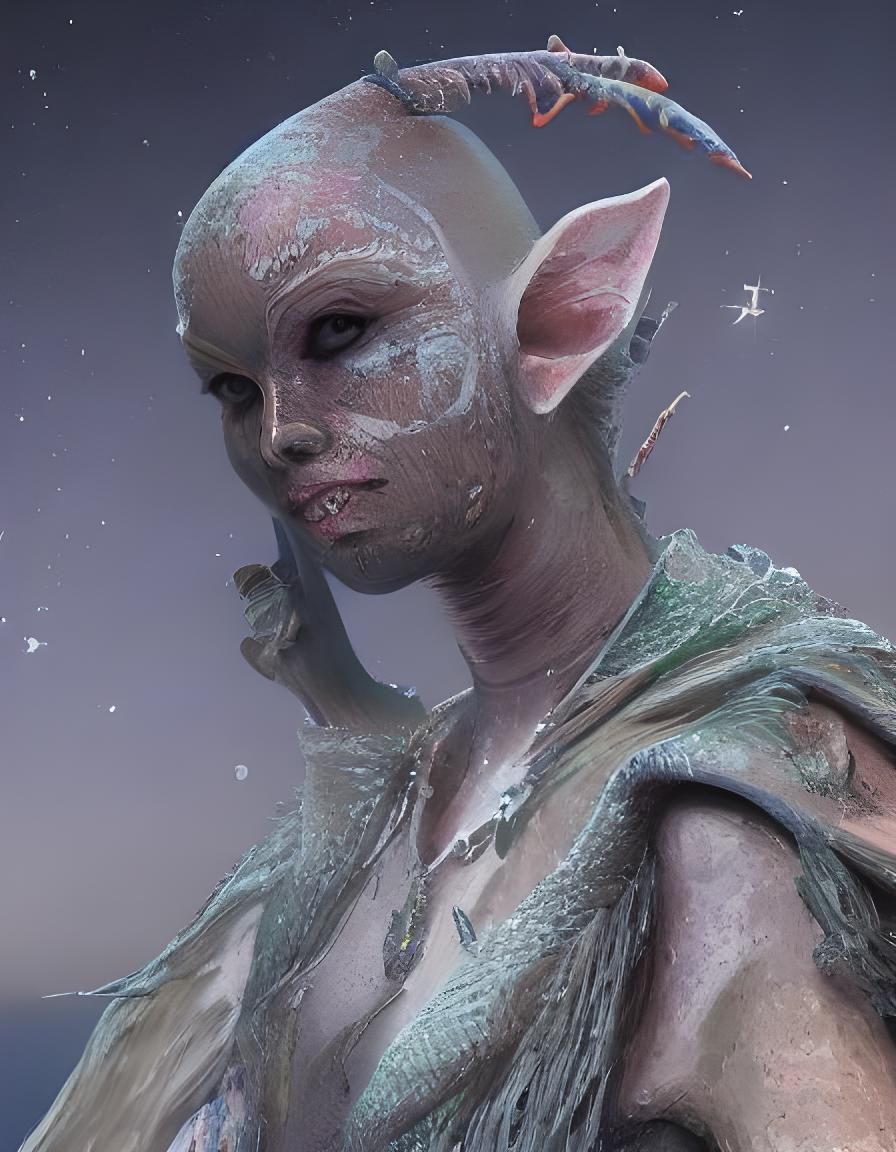 Steampunk Elf Wizard Portrait in Cyberpunk Style