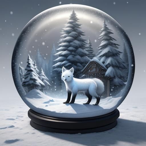 Arctic Fox Cub in Snow Globe
