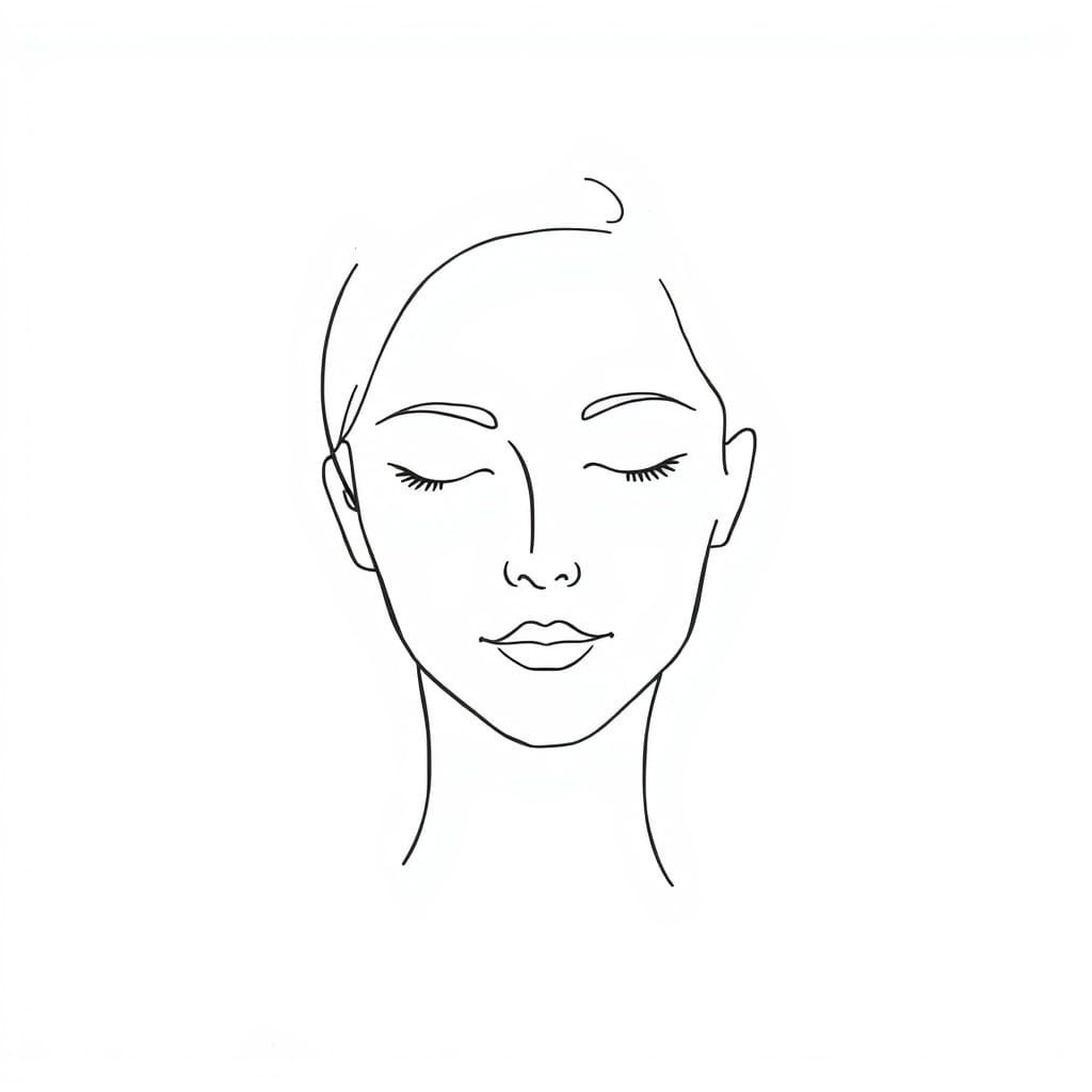 Minimalist Line Art Face in White Void
