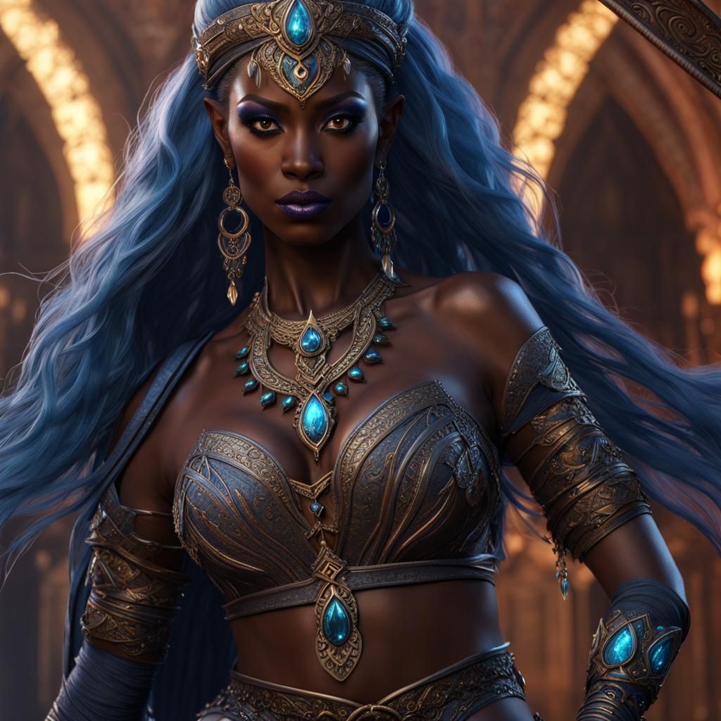 Drow Sword Dancer in Detailed Matte Painting