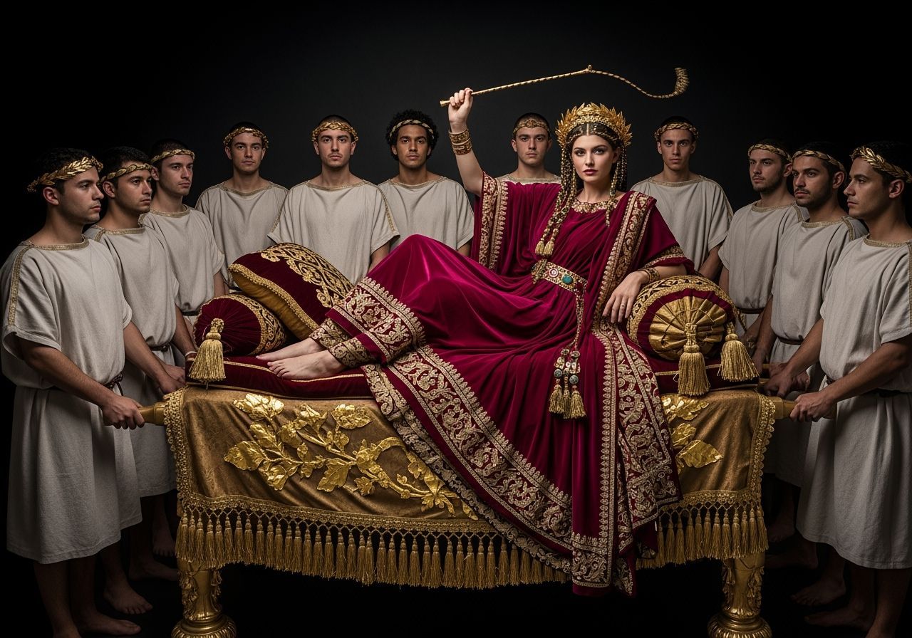 Roman Empress on Golden Litter, as Opulent Portrait