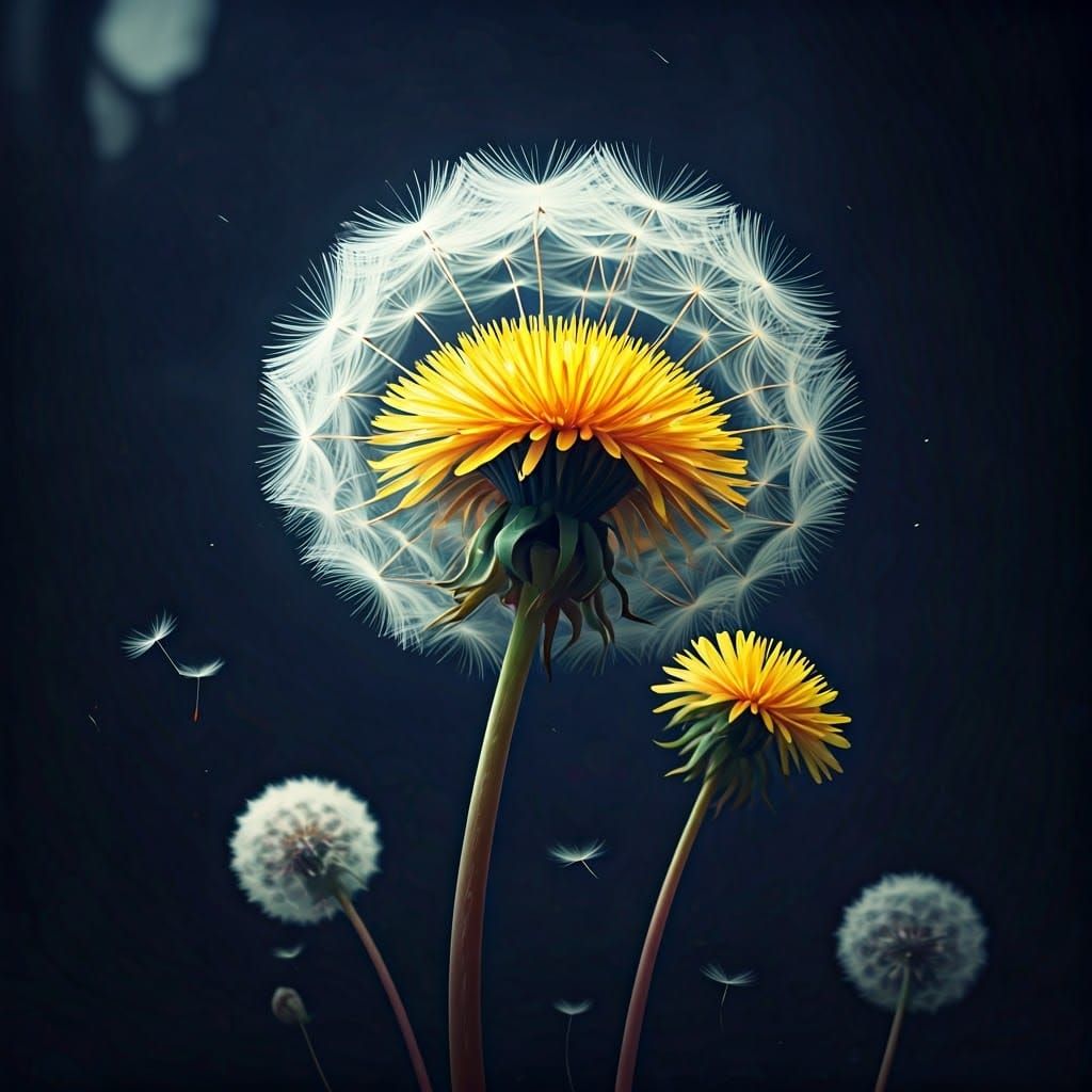 Fantastical Dandelion Field, Detailed Matte Painting
