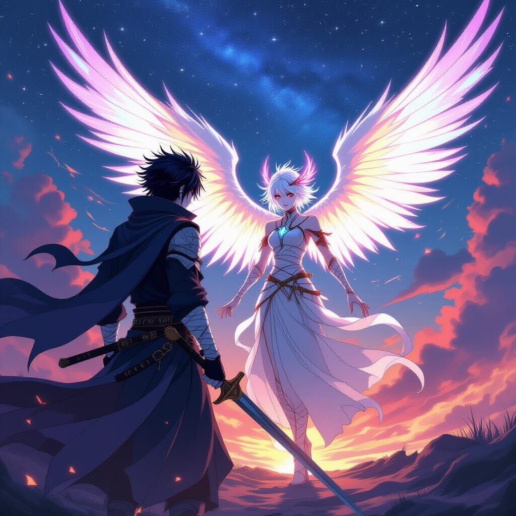 Anime Key Visual: Cursed Hero vs. Radiant Villain